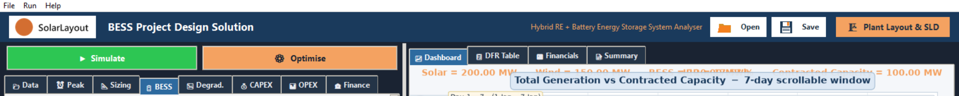 The eight input tabs on the left and the four result tabs on the right, side by side.