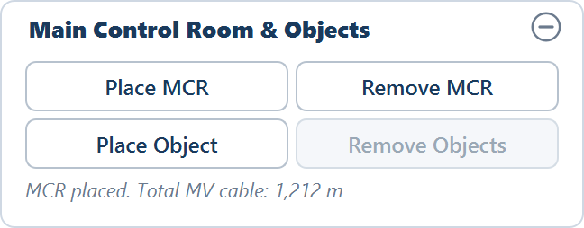 The Main Control Room & Objects card after regenerating, with Remove MCR enabled.